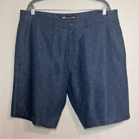 Travis Mathew Shorts Mens 38 Blue White Print Golf Outdoor Lightweight Stretch - Picture 10 of 11